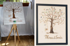 Újjlenyomat pecsételős fa, esküvői dekor